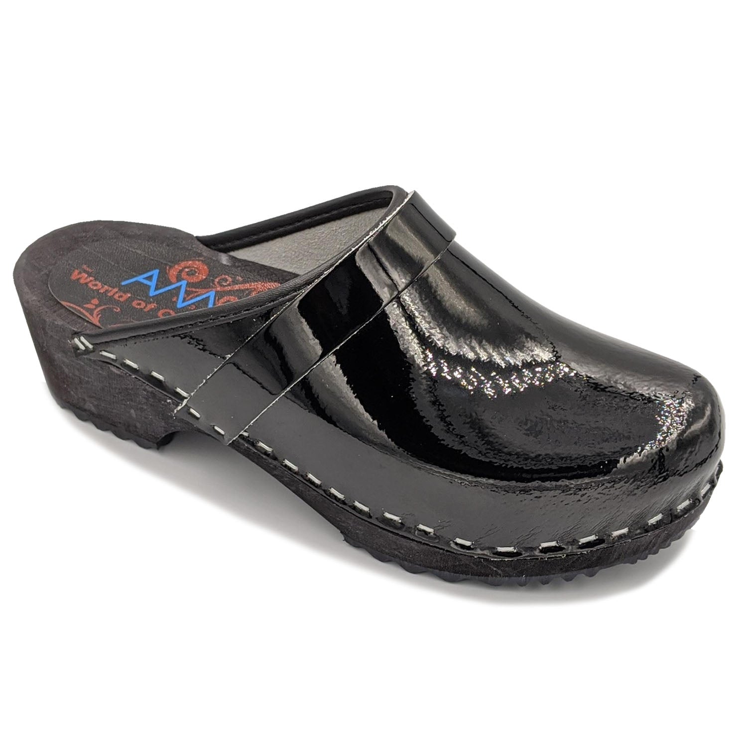 AM-toffeln 100 Clogs in Black Patent