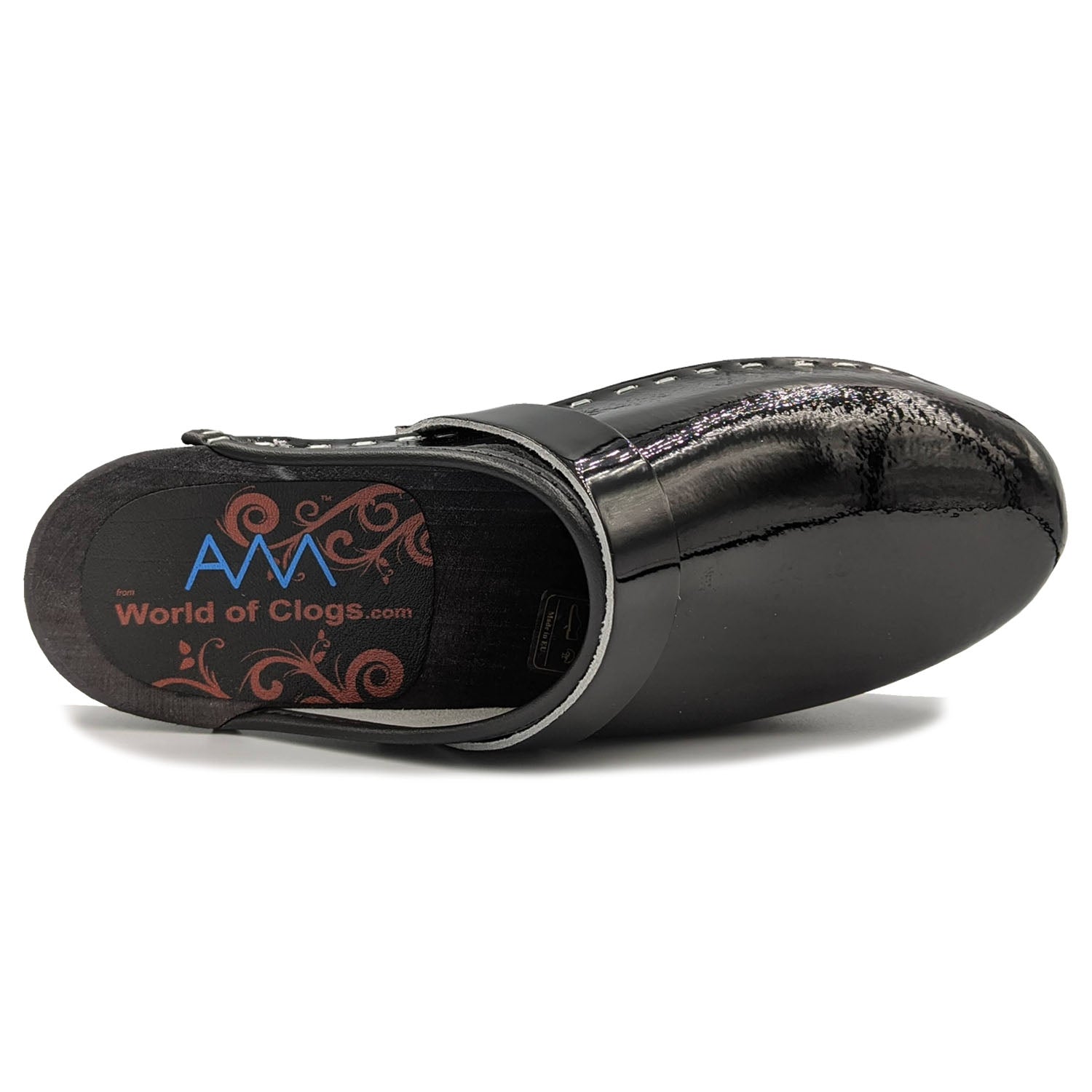 AM-toffeln 100 Clogs in Black Patent