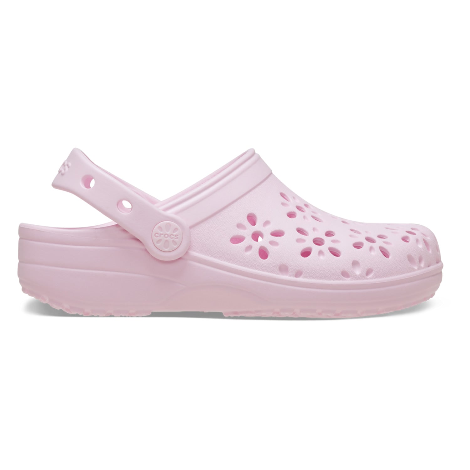 Crocs Classic Floral Cut Out Kids Clogs 210943 Pink Milk