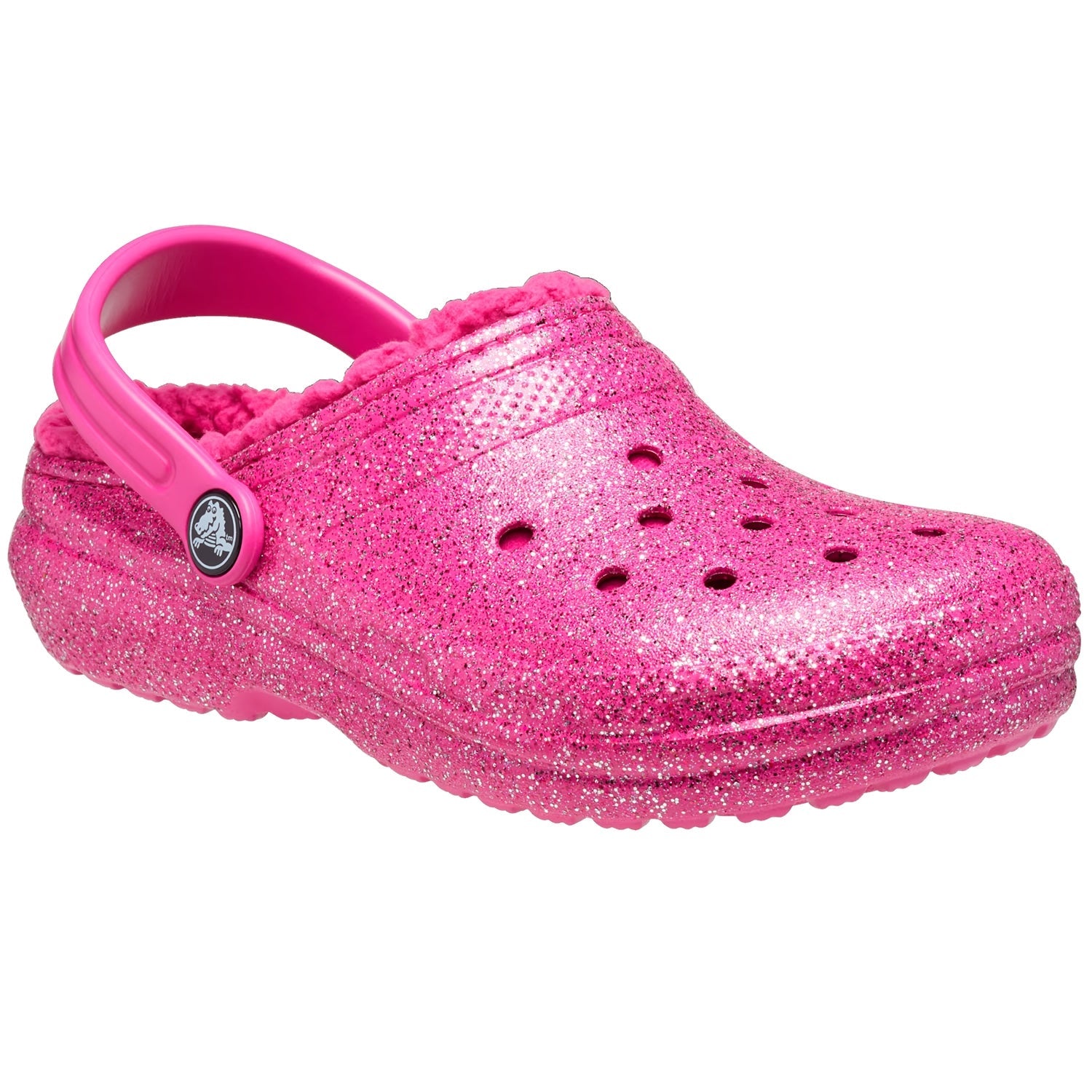 Crocs Classic Glitter Lined Kids Clog 207462 Fuchsia Fun Multi