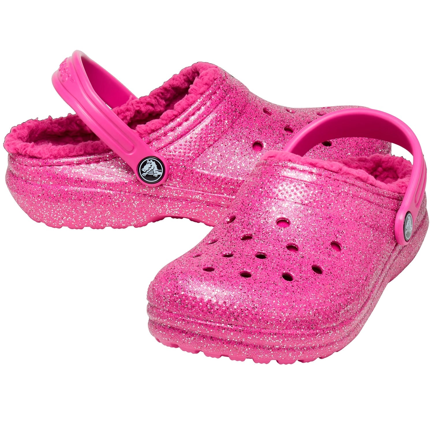 Crocs Classic Glitter Lined Kids Clog 207462 Fuchsia Fun Multi