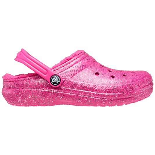 Crocs Classic Glitter Lined Kids Clog 207462 Fuchsia Fun Multi