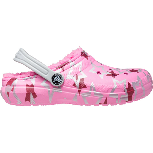 Crocs Classic Lined Kids Disco Dance Party Clog 208085 Taffy Pink Multi