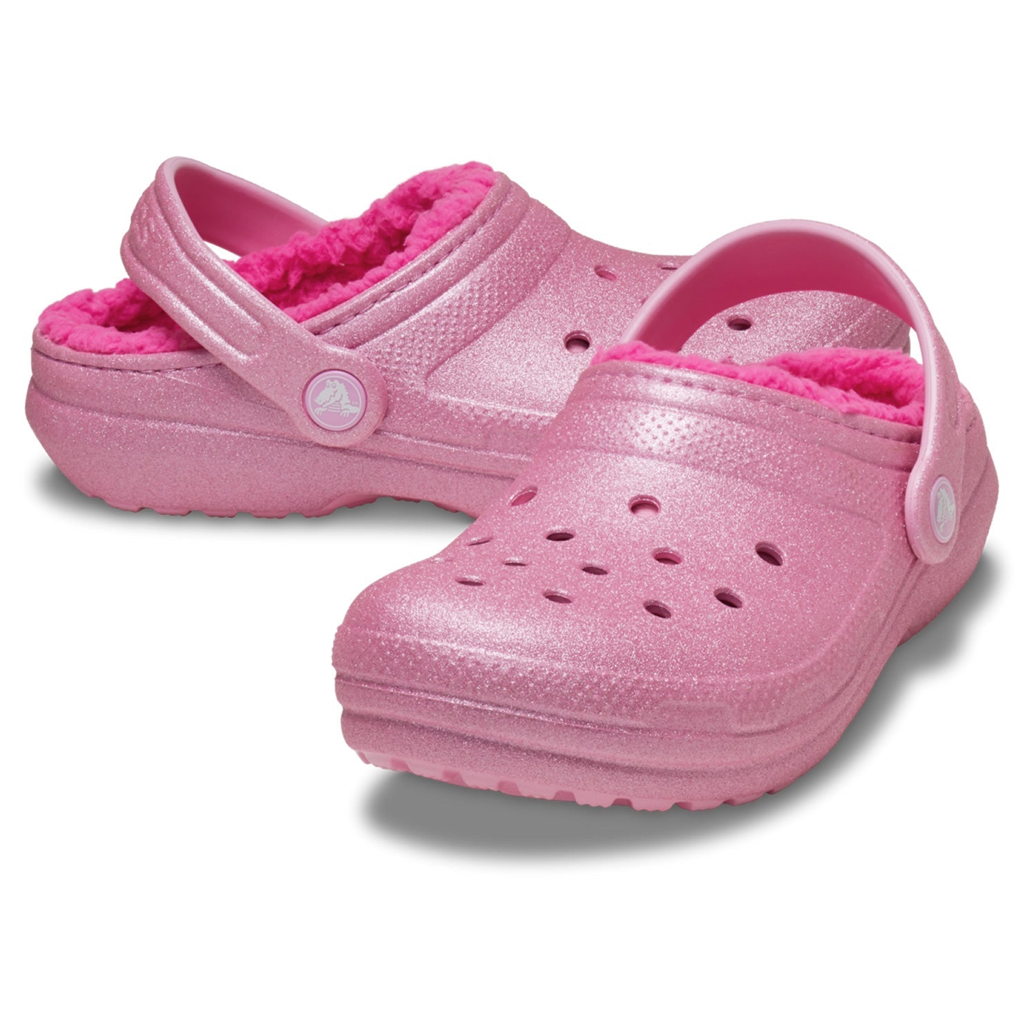 Crocs Classic Glitter Lined Kids Clog (207462) - Pink Tweed