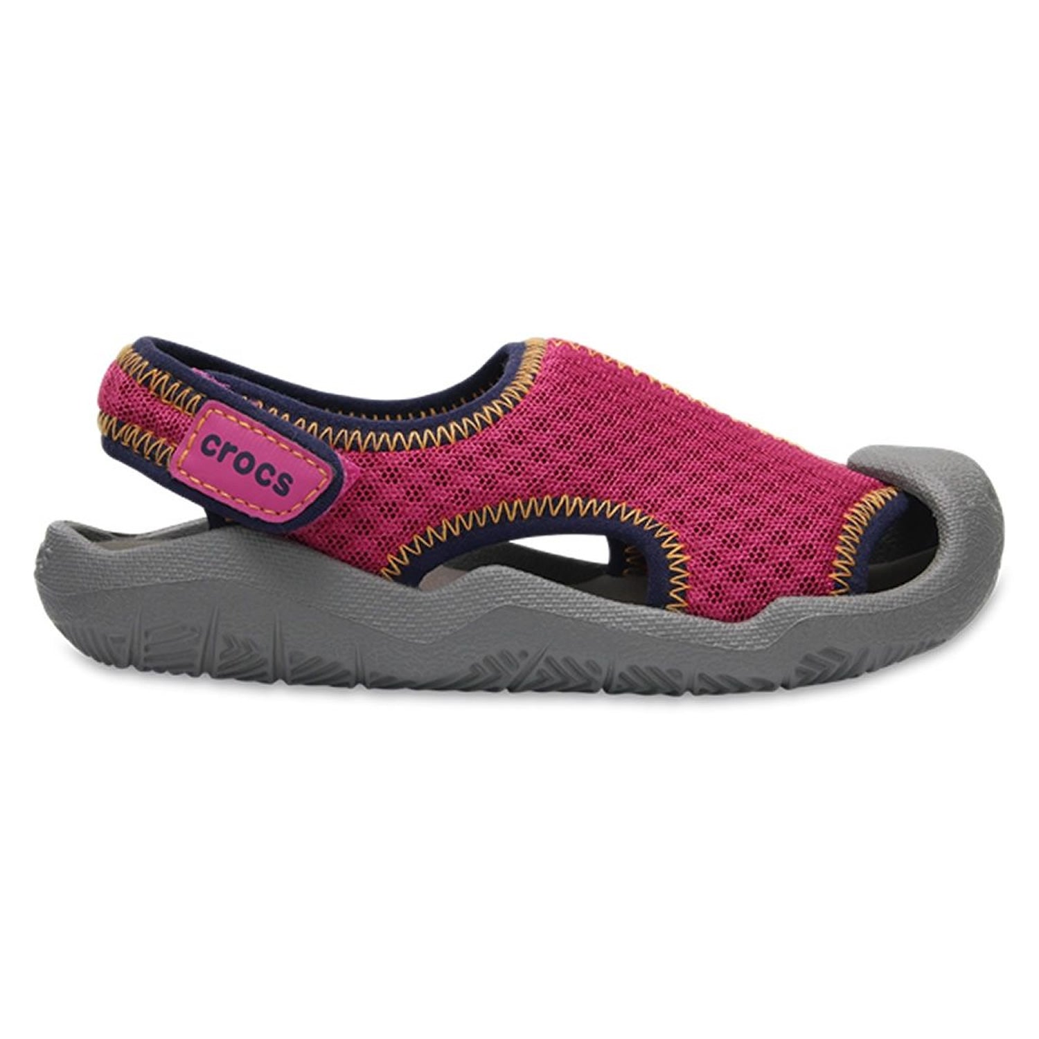 Crocs Clearance Swiftwater Sandal Kids - Neon Pink/Smoke