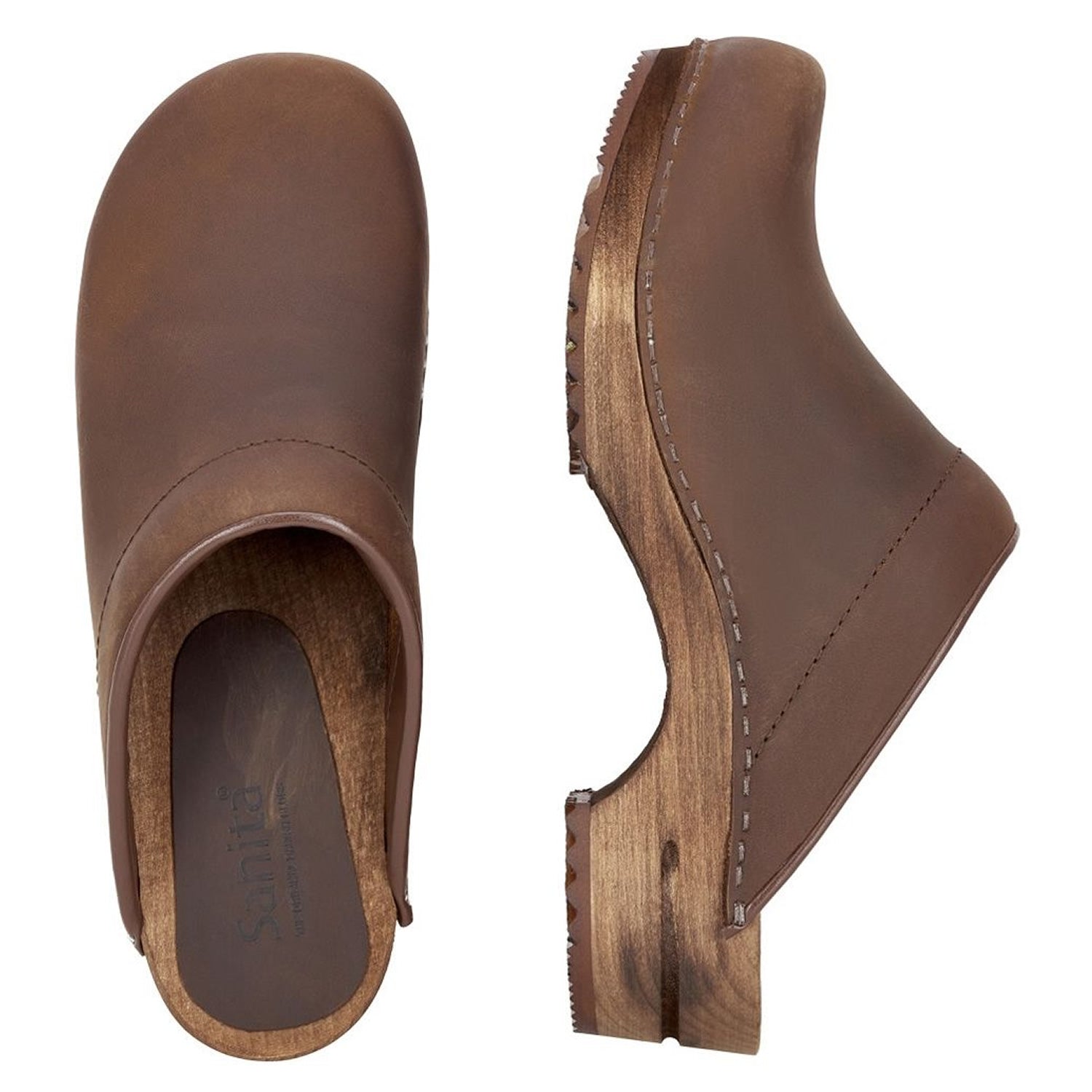 Sanita Chrissy Wooden Clogs in Antique Brown (1200009)