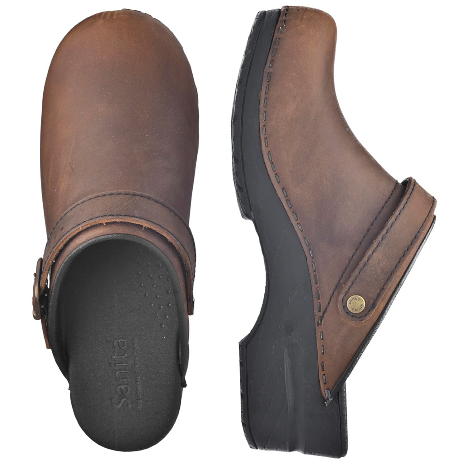 Sanita Morse Oiled Danish Clogs in Antique Brown (1200038)
