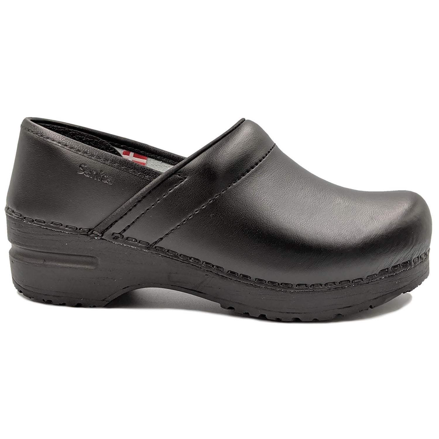 Sanita Professional Smooth Closed Clogs in Black