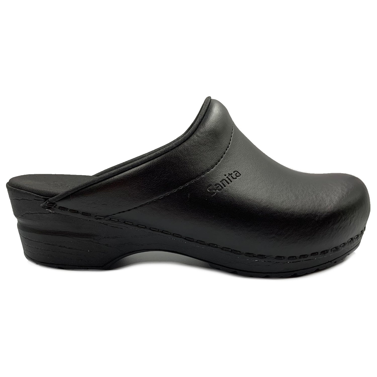 Sanita Sonja PU WIDE Open Clogs in Black