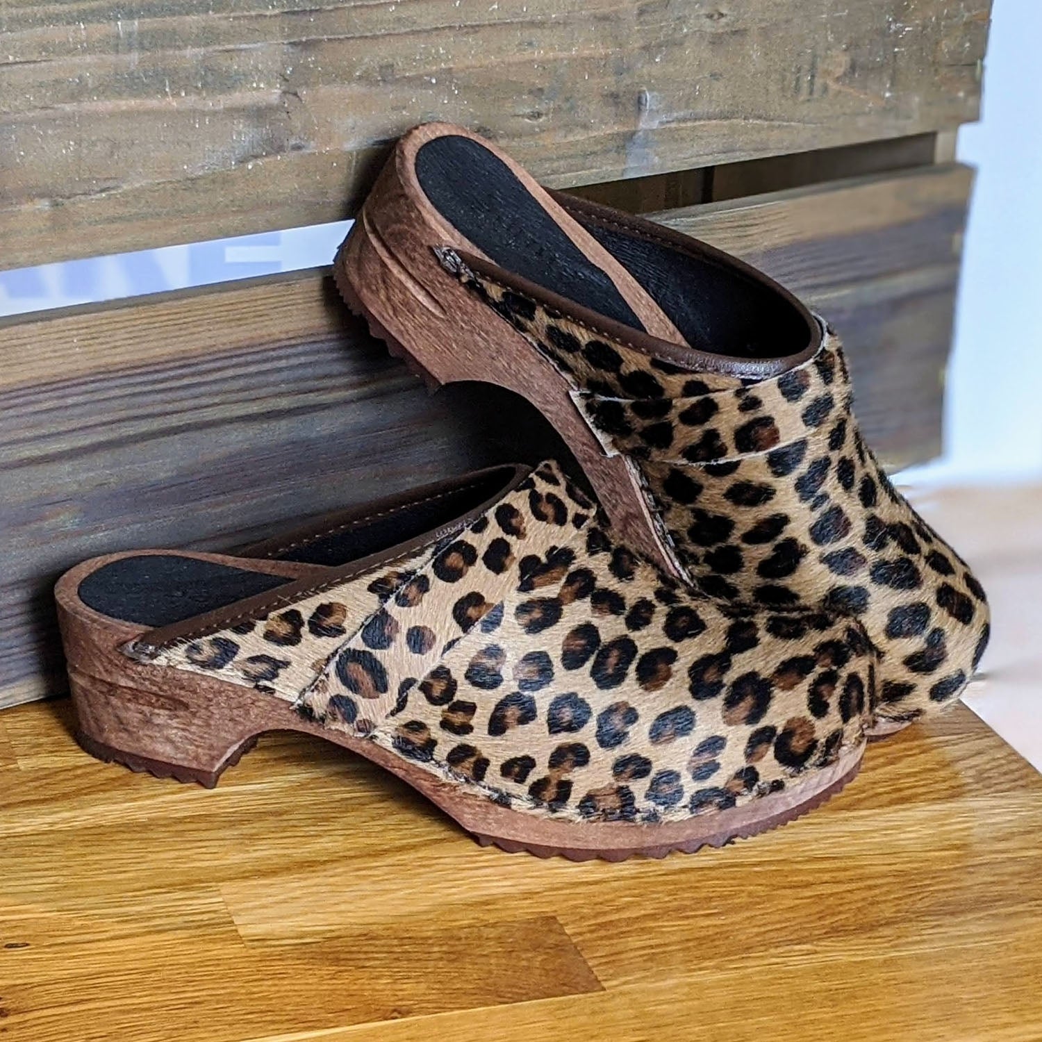 Sanita Leopard Danish Clogs