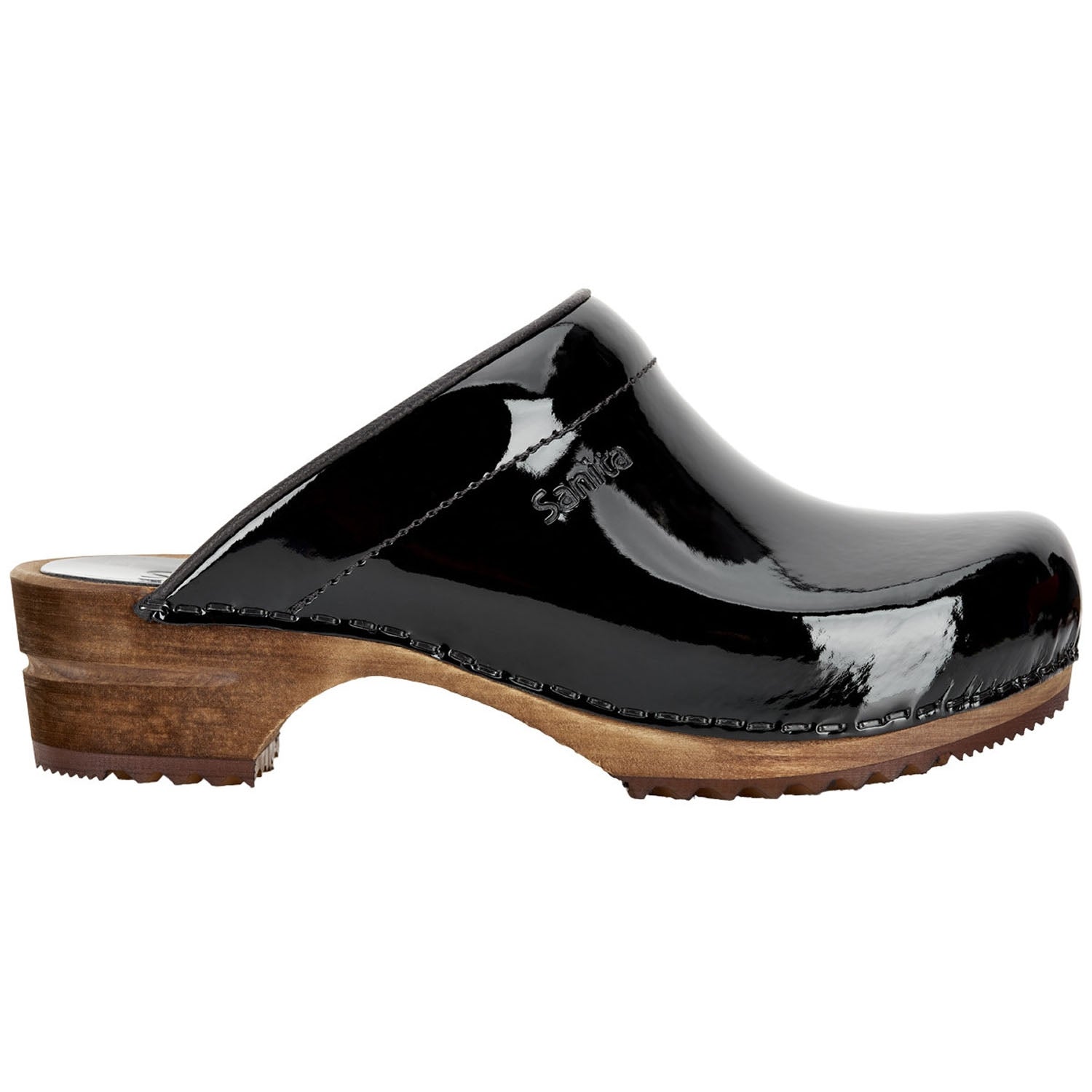 Sanita Retro Patent Danish Clogs in Black