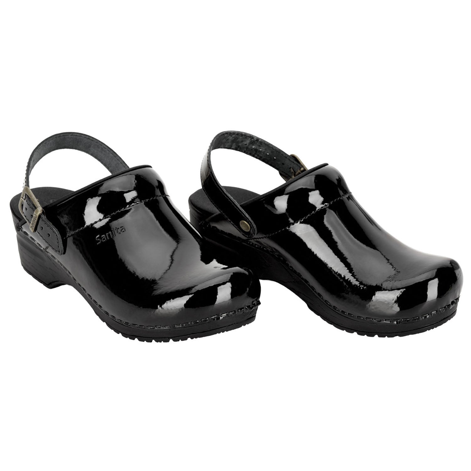 Sanita Freya Patent Flexible Clogs in Black (457548)
