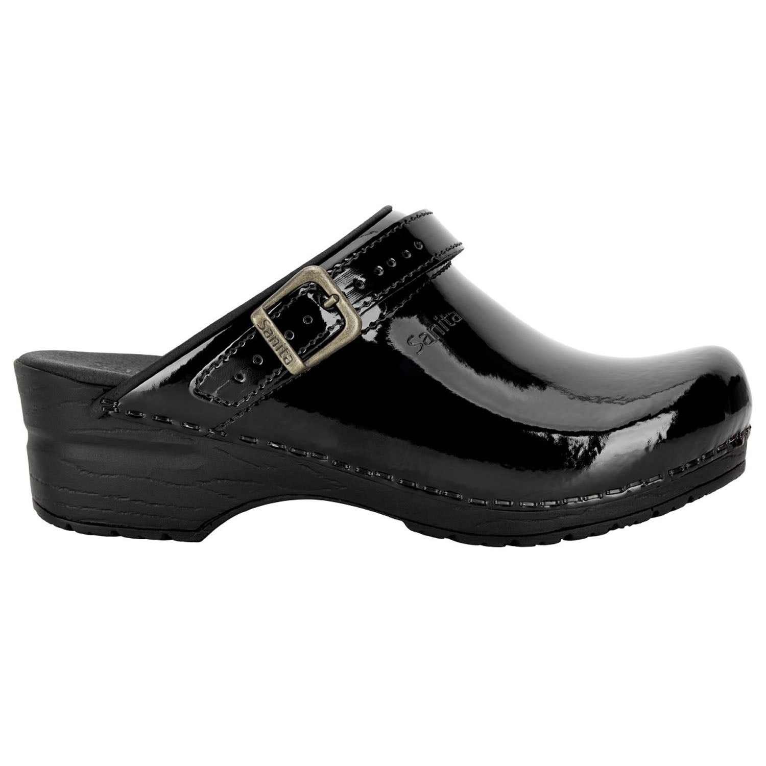 Sanita Freya Patent Flexible Clogs in Black