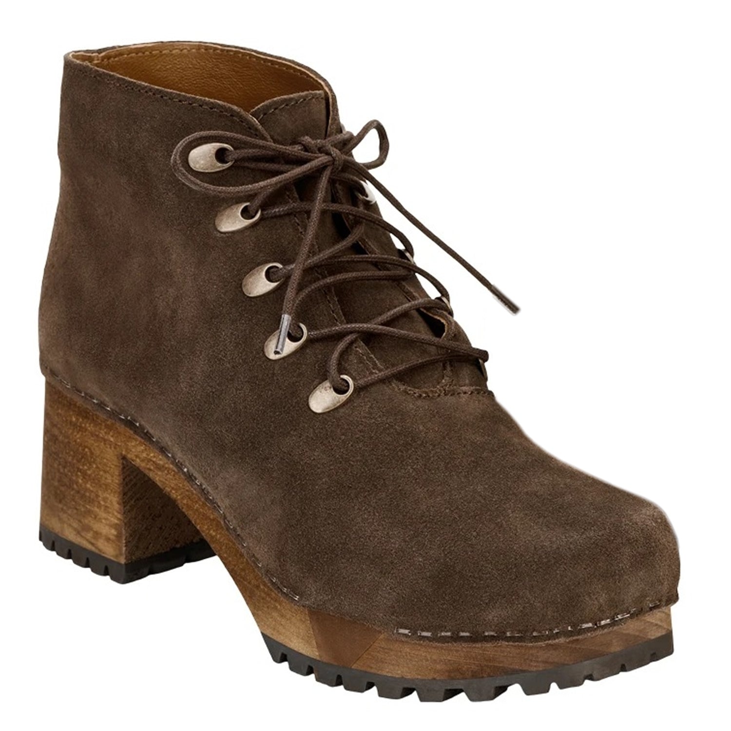 Sanita Hesta Lace-up Clog Boots in Coffee