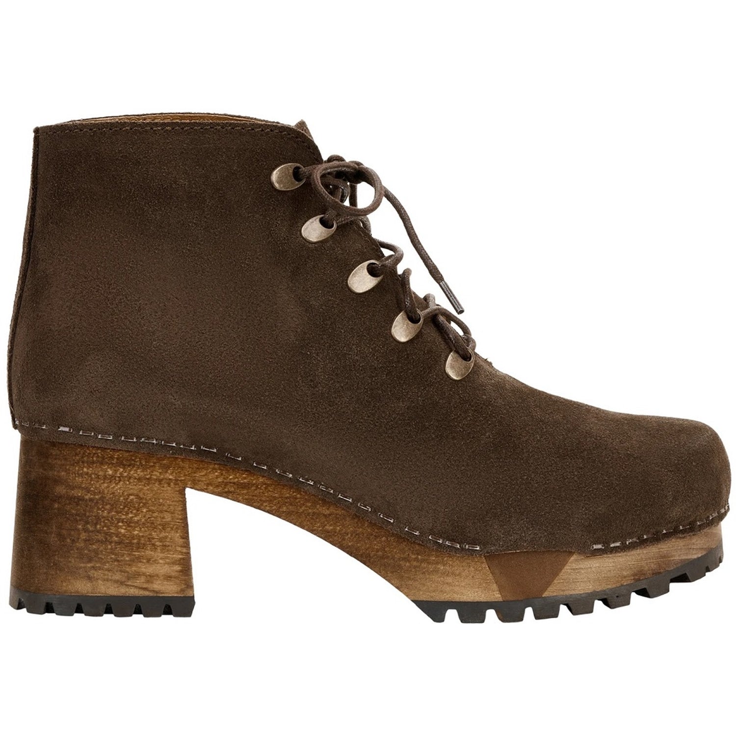Sanita Hesta Lace-up Clog Boots in Coffee