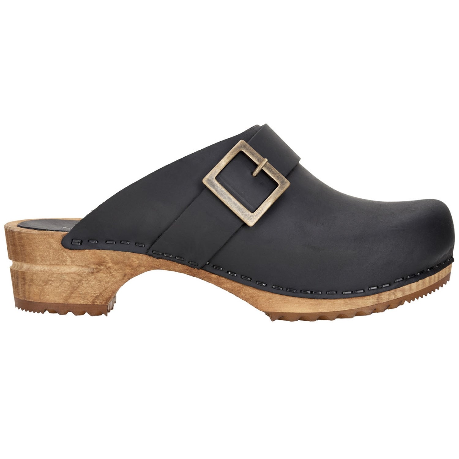 Sanita Big Buckle Danish Clogs in Black