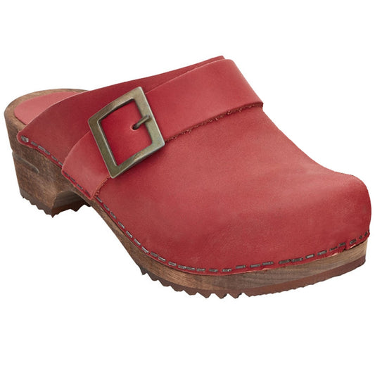 Sanita Big Buckle Danish Clogs in Red