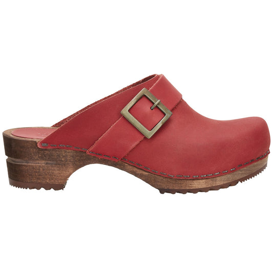 Sanita Big Buckle Danish Clogs in Red