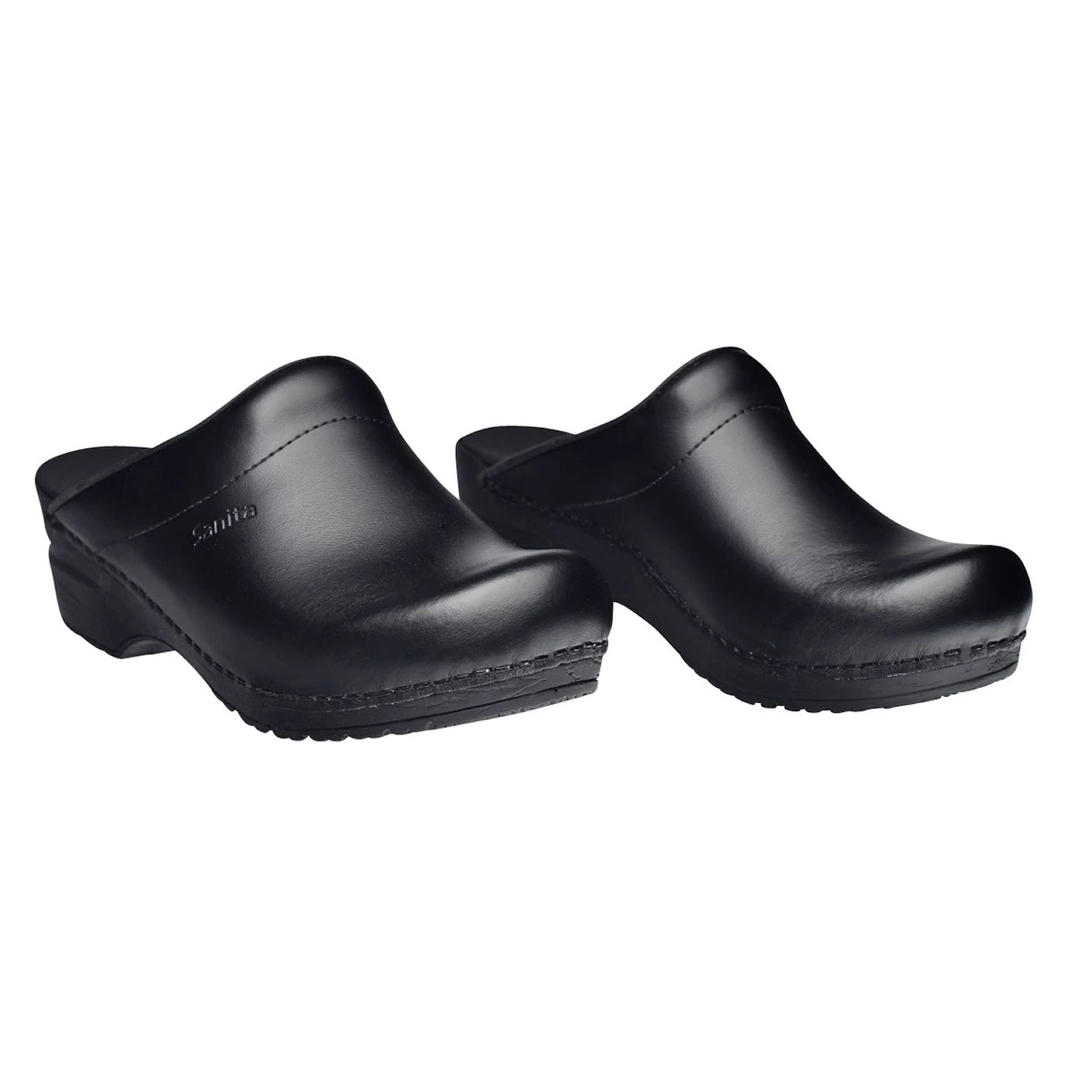 Sanita Sonja PU Smooth Clogs in Black (1500047)