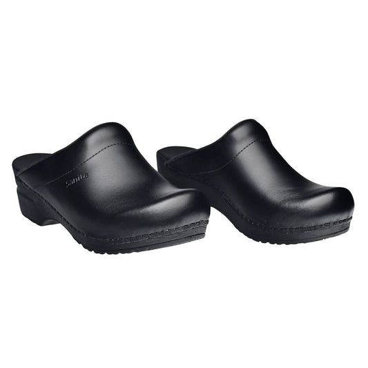 Sanita Sonja PU Smooth Clogs in Black (1500047)
