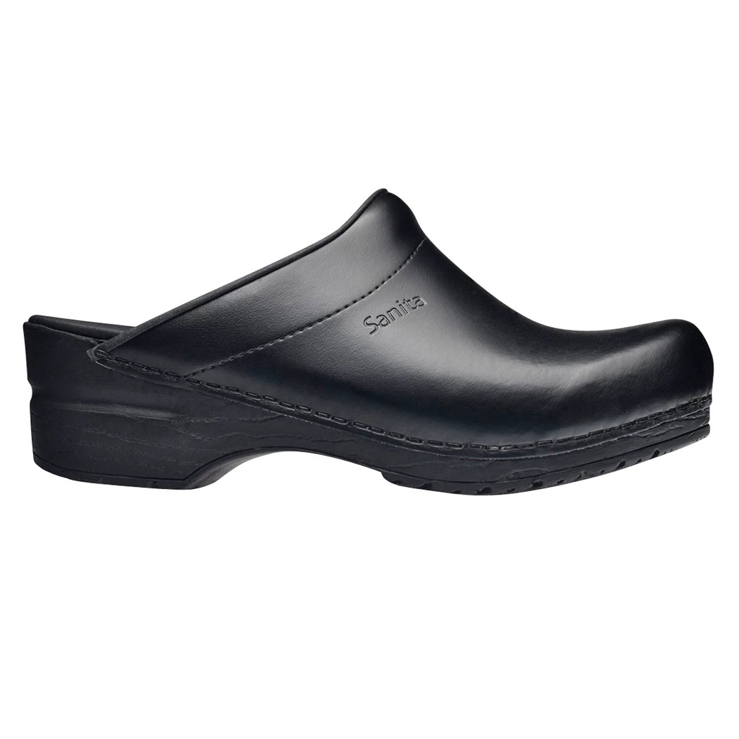 Sanita Sonja PU Smooth Clogs in Black 1500047