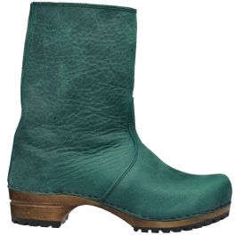 Green on sale leather clogs