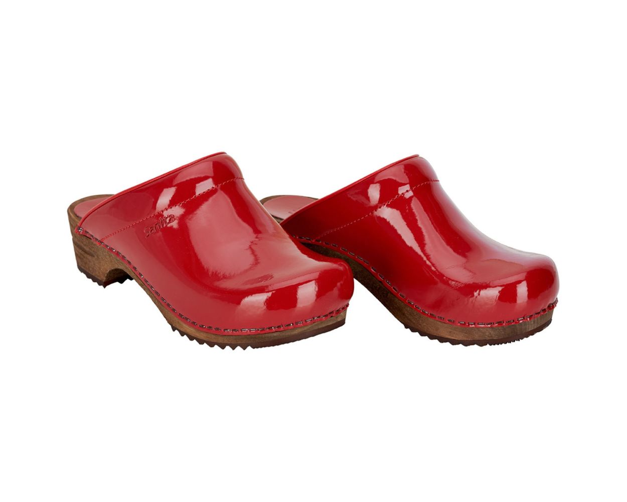 Sanita Retro Patent Danish Clogs in Red 457012 World of Clogs