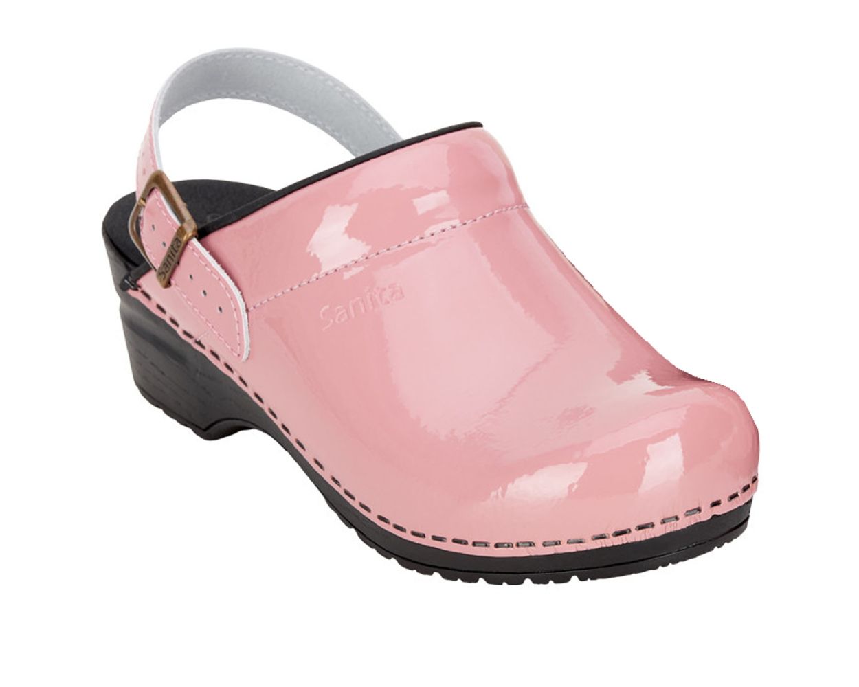 Sanita Freya Patent Flexible Clogs in Rose 457548 World of Clogs